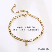 Load image into Gallery viewer, Mandotos Crystal A Z Letter Initial Anklets For Women Cuban Link Stainless Steel Beach Anklet