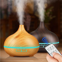 Load image into Gallery viewer, 550ml Aroma Air Humidifier Essential Oil Diffuser Aromatherapy Electric Ultrasonic cool Mist Maker for Office Home Bedroom Living Room Study Yoga Spa - Wood Grain, 7 Colors LED Light