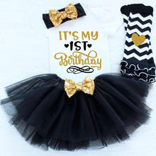 Load image into Gallery viewer, Modern New Baby Girls Outfits for 1st First Birthday Party Romper and Headband 3Pcs Suit For Girls