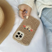 Load image into Gallery viewer, Cute Furry Fluffy Brown Bear Phone Case For iPhone 11 12 13 Pro Max 6 7 8 Plus X XS Max XR SE 2020 Winter Plush Warm Soft Cover Autumn and Winter Shockproof Full Case Cover