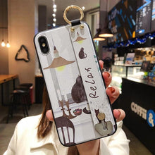 Load image into Gallery viewer, Cartoon Cute Cat Wrist Strap Soft Phone Case For Iphone 13 11 12 14 Pro Max X Xr Xs Max Se 2020 7 8 Plus 14plus Holder Cover Thanksgiving Cute Cats Silicone Case For Iphone