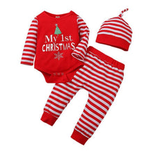 Load image into Gallery viewer, 3PCS Romper Jumpsuits+Striped Pant Christmas Clothes Set Kids for Infant Boys/Girls In Christmas Printed Design