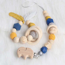 Load image into Gallery viewer, Modern Wood Pacifier Clip Chain Holder Nipples Pacifier Clips Pacifier Teether Teething Toy Cartoo Wooden Bracket For Pacifier For Kids