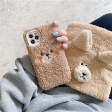 Load image into Gallery viewer, Cute Brown Bear Plush Phone Case For Iphone 14 11 12 13 Pro Max 7 8 X XS Max XR SE2 Autumn And Winter Shockproof Full Case Cover Cute Bear Animal Winter Warm Plush Fabric Phone Case