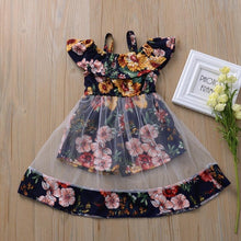 Load image into Gallery viewer, Modern colorful Floral Design Girl Princess Strapless Girls Dresses Summer Dress For Birthday And All Occasion