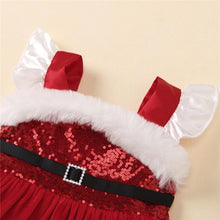 Load image into Gallery viewer, Baby Girls Christmas Romper Dress Fly Sleeve Sequins Romper Dress for Kids Toddler Girls Dresses For Girl In Elegant Christmas Style