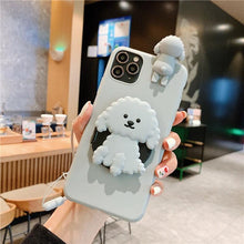 Load image into Gallery viewer, 3D Cute Cartoon Dog Mirror Stand Phone Case For Iphone 13 Pro Max 12 11 Xr X Xs Max 5 6 7plus 8 Plus With Lanyard Cover Soft Durable Silicone Drop Protection Cover For Iphone
