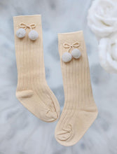 Load image into Gallery viewer, Luxury Modern Autumn Winter Baby Children Cherry Hair Ball Knee High Socks. Kid Cherry Knitted Sock For Kids