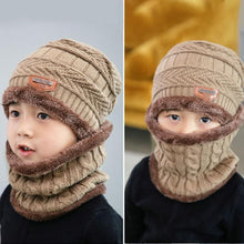 Load image into Gallery viewer, Knitted Baby Hats Cap and Scarf Turban Beanie Cotton Warm Wool Fur Caps Soft Hat For Childern Girl And Boys
