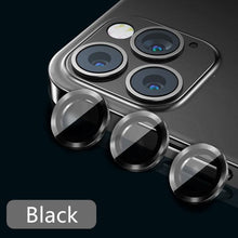 Load image into Gallery viewer, High quality For iPhone 12 Pro Max Metal Ring Tempered Glass Full Cover Camera Lens For iPhone 13 14 Pro Max Mini Protective Cap Camera Lens Protector Compatible with iPhone
