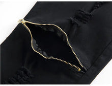 Load image into Gallery viewer, Zippered Holes Elastic Trend Denim Pants - # BOAA13410009