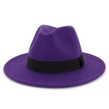 Load image into Gallery viewer, Black Fedora Hat Unisex Wide Brim Hat Autumn Winter Fedora Hat Wide Cap Winter Wool Classic Hat Men Elegant Gentleman Hat For Party