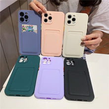 Load image into Gallery viewer, Luxury Silicone Phone Case for iphone 13 Pro Max 12 11 X XS XR Card Holder Wallet Soft Cover Cute Back Storage Stylish Silicone Case Smartphone Case