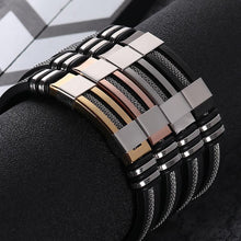 Load image into Gallery viewer, Stainless Steel Silicone Bracelet Men Jewelry Wrist Band Punk Style Men Rubber Charm Brecelet