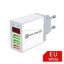 Load image into Gallery viewer, Modern Black White Quick Charge 3.0 USB Charger 5V 3A Digital Display Fast Charging Wall Phone Charger