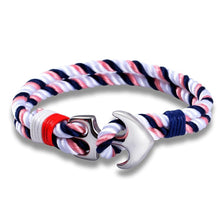 Load image into Gallery viewer, Stainless Steel Anchor Bracelets Luxury For Men Nautical Survival Rope Chain Paracord Bracelet Male Wrap Metal Sport Hooks