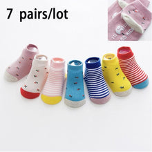 Load image into Gallery viewer, 6 Pairs Cotton Baby 's Non-slip Boat Low Cut Floor Socks With Rubber Grips For Boys & Girls Sock