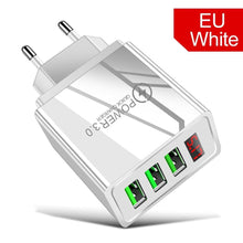 Load image into Gallery viewer, Portable Fast Quick Charge 3.0 LED Display 3 USB Charger 3A Fast Charging Mobile Phone Modern Black And White Chargers Adapter