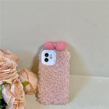 Load image into Gallery viewer, Fluffy Warm Cover Case For Iphone 13 12 11 Pro Xs Max X Xr Cases 3D Cartoon Bow Ear Furry Fluffy Warm Case For Iphone 7plus 8plus 12pro Phone Case