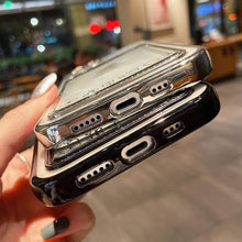 Load image into Gallery viewer, Ultra-light Transparent Photo Card Pocket Wallet Case For iPhone 13 11 12 14 Pro Max XS XR X 8 7 6S Plus Plating Cute Bear Rabbit Soft Phone Cover Cute Case with Card Holder Soft Cover