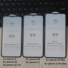 Load image into Gallery viewer, 5D Screen Protector for iPhone6 6S 7 8 Plus X Edge Full Cover Film for iPhone 14 13 12 mini 11 Pro Max XR XS Tempered Glass Film Curved Edge Full Glue Screen Protector For iPhone