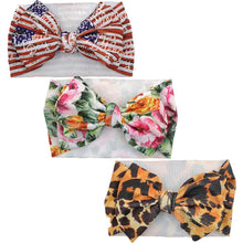 Load image into Gallery viewer, Handmade Luxury 3PCS Baby Accessories Turban Baby Girl Headbands Printed Big Bows Fabric Bow Infant Headwraps bow For Kids
