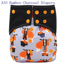 Load image into Gallery viewer, Newborn Cloth Diaper Sewed in Charcoal Bamboo Insert and Suede Pocket Diapers Waterproof Baby Nappies Design for Baby
