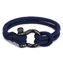 Load image into Gallery viewer, Modern Elegant Rope Luxury Navy Style Camping Bracelet For Men And Women With Black Stainless Steel New Fashion