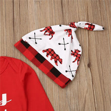 Load image into Gallery viewer, Casual New Baby Boy/Girl First Christmas printed Clothes Romper Trousers Hat Outfit Set
