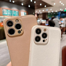 Load image into Gallery viewer, Trendy Slim Leather Case with Full Protection Luxury Leather Textured Case for iPhone 11 12 13 Soft Shockproof Cover Leather Case Compatible with iPhone 12 13 Pro Max Elegant Phone Case