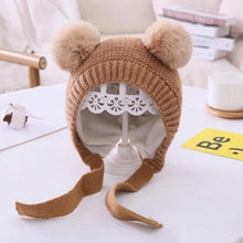Load image into Gallery viewer, Handmade Modern Trend Winter Christmas Knitted Baby Hat Cute Double Pompom Infant Baby Boy Girl Cap Ear Protection Hats Kids Children Cap