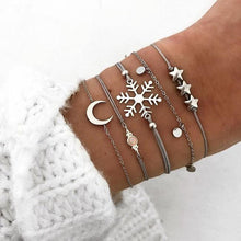 Load image into Gallery viewer, Fashion Bohemia Leaf Round Knot Cuff Bangle Gold Chain Charm Bracelet for Women Simple Geometric Bracelets Luxury Jewelry