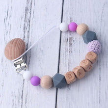 Load image into Gallery viewer, Baby Boy Wood Chew Pacifier Clips Dummy Chain Holder Cute Soother Chains Baby Girl Teething Toy