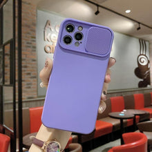 Load image into Gallery viewer, Sliding Lens Protective Silicone Case For iPhone 11 Pro Max Mini 12 Pro 13 Push Cover iphone Slide Camera Cover Case with Camera Lens Protector Cover Silicone Bumper Slim Phone Cover Compatible with iPhone