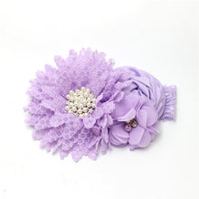 Load image into Gallery viewer, Luxury Modern Handmade Flower Headband Newborn Infant Pearl Flowers With Lace wide Headbands Bebes Hair Accessories Bow