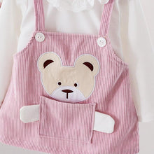 Load image into Gallery viewer, Modern Designer Girls Dress Set Cartoon Bear Pocket Corduroy Dress Shirt Spring Autumn Spring Tutu Dress For Girls