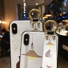 Load image into Gallery viewer, Cartoon Cute Cat Wrist Strap Soft Phone Case For Iphone 13 11 12 14 Pro Max X Xr Xs Max Se 2020 7 8 Plus 14plus Holder Cover Thanksgiving Cute Cats Silicone Case For Iphone