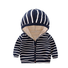 Load image into Gallery viewer, Baby Spring Autumn Striped Cardigan Button Velvet Lining Clothes Newborn Long Sleeves Coat/Jacket For Boys and Girls