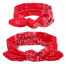 Load image into Gallery viewer, Luxury Modern Bow For Mother and Baby Headband Turban Rabbit Ears Elastic Hair Bands Retro Print Parent-Child Hair Accessories