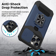 Load image into Gallery viewer, Slide Camera Cover Kickstand Card Wallet Case for iPhone11 X XS 8 Shockproof Protective Phone Case Wallet Case for iPhone With Sliding Camera Case With Kickstand Magnetic Adjustable Ring Holder