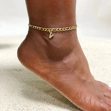 Load image into Gallery viewer, Mandotos Crystal A Z Letter Initial Anklets For Women Cuban Link Stainless Steel Beach Anklet