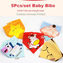 Load image into Gallery viewer, Fashion Modern 5PCS/SET Baby Triangle Double Cotton Bandana Feeding Bibs For Baby Boys/ Girls Baby Kids