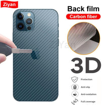 Load image into Gallery viewer, 2Pcs Carbon Fiber Matte Back Film For iPhone 14 13 12 Mini 11 Pro XR X XS Max 7 8 Plus SE3 Transparent Scratch Resistant Sticker Slim Fit Clear Transparent 3D Carbon Fiber Back Skin Rear Screen Guard Protector Sticker