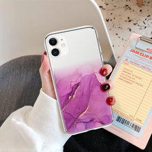 Load image into Gallery viewer, Luxury Marble Transparent Phone Case For iPhone 11 12 Pro XS Max X XR 7 8 Plus Soft Silicone Shockproof Cover Green Marble Design Gold Sparkly Glitter Protective Stylish Slim Thin Cute Case for Phone