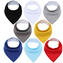 Load image into Gallery viewer, 8PCS/SET Comfortable Colorful 100% Organic Cotton Adjustable Snaps Bandana Saliva Bibs For Baby Boys & Girls Kids