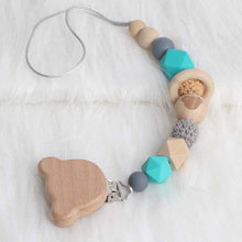 Load image into Gallery viewer, Modern Wood Pacifier Clip Chain Holder Nipples Pacifier Clips Pacifier Teether Teething Toy Cartoo Wooden Bracket For Pacifier For Kids