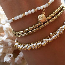 Load image into Gallery viewer, Luxury Leg Brecelet Gold Color Tassel Beads Anklet Bracelet for Leg for Women Set
