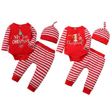 Load image into Gallery viewer, 3PCS Romper Jumpsuits+Striped Pant Christmas Clothes Set Kids for Infant Boys/Girls In Christmas Printed Design