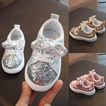 Load image into Gallery viewer, Cute Girls Casual Shoes Sneakers Toddler Baby Girls Bow Sequin Crib Trend Casual Shoes Kids Children Anti Slip Pink Dress Shoes
