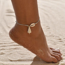 Load image into Gallery viewer, Gold Metal Shell Coconut Tree Female Anklets Barefoot Sandals Foot Summer Double Layers Foot Bracelets Leg Jewelry